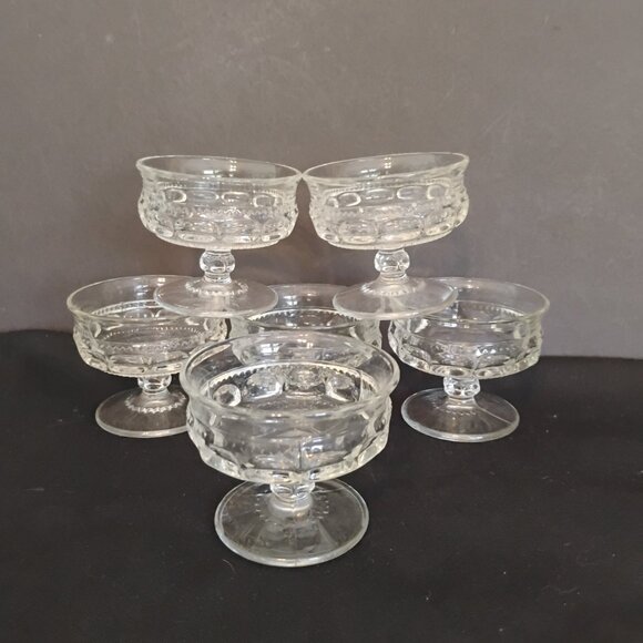 Tiffin Franciscan Kings Crown Clear Dessert/Sherbet/Champagne, Vintage set of 6 - Picture 2 of 5